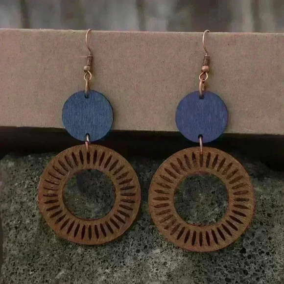 Bohemian Wooden Earrings - Picture 2 of 5